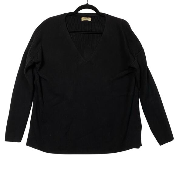 Babaton Black 100% Merino Wool V-neck Pullover Sweater Size 2 - Picture 1 of 6
